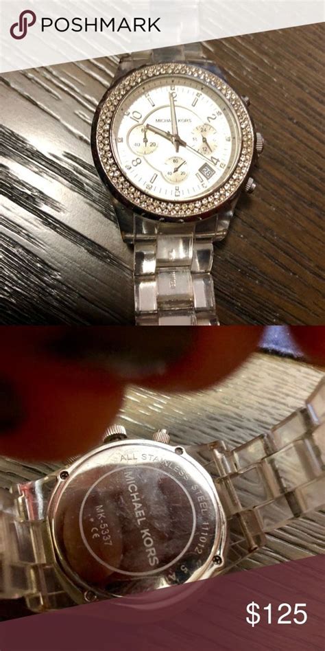 michael kors mk4016 leather metal band watch|Michael Kors clear band watch.